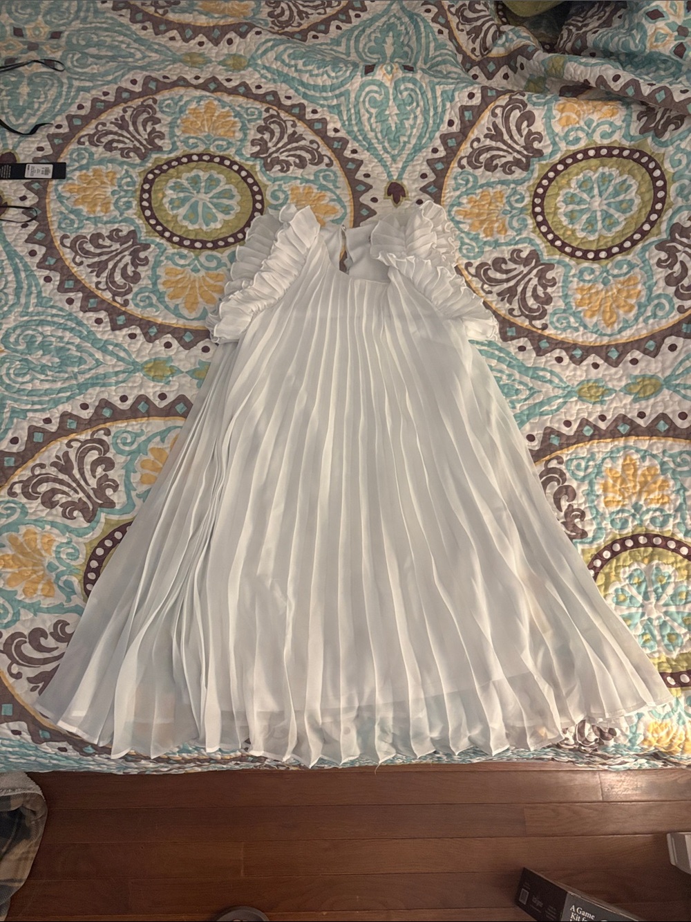 GB girls White Pleated Ruffle Sleeve Formal Dress